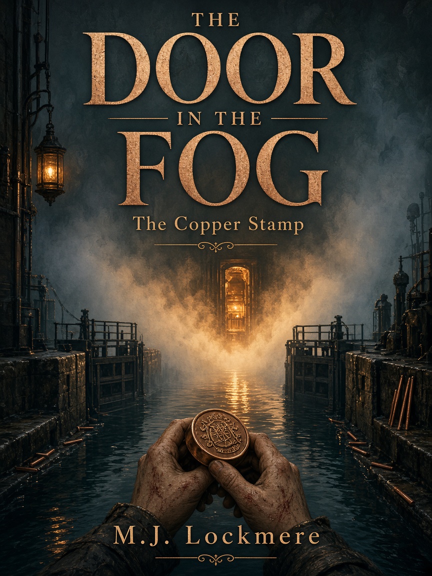 Cover of The Door in the Fog: The Copper Stamp by M.J. Lockmere. Coming soon.